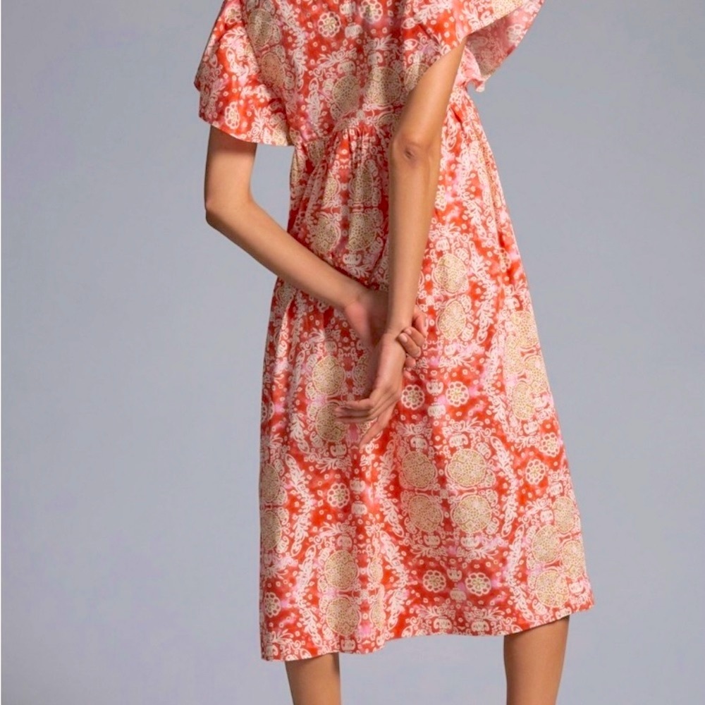 Anthropologie Maeve Red and Cream Women’s Dress - Picture 2 of 6